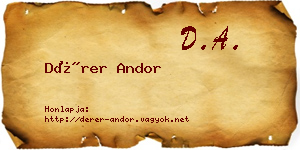 Dérer Andor névjegykártya